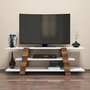 Hanah Home Soporte de TV Moderno Nórdico Nogal y Blanco - Montaje Pared, 120x42x33.6cm